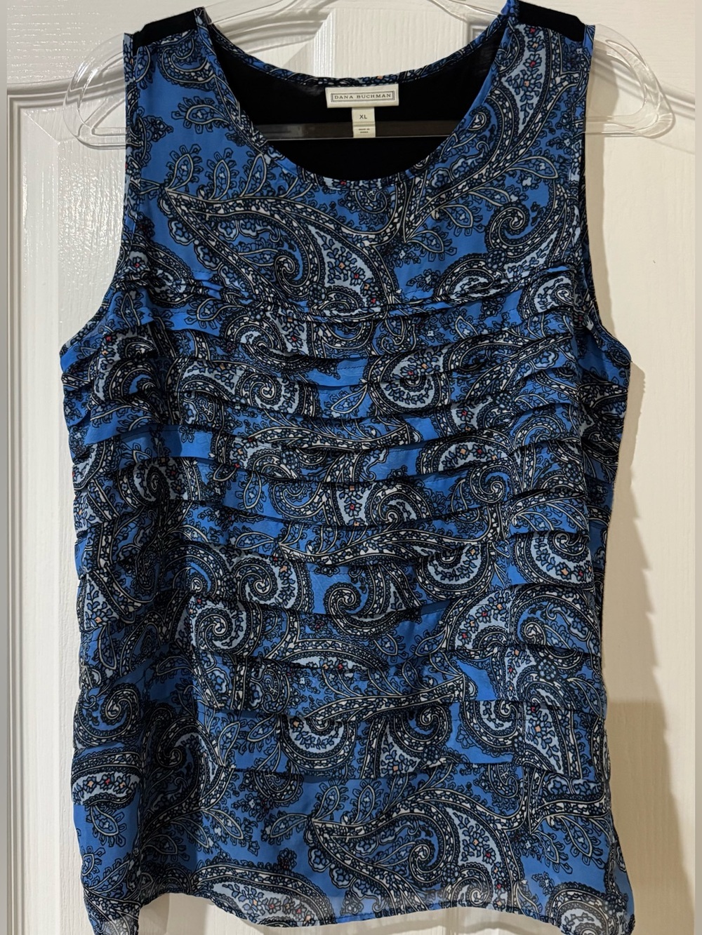 Dana Buchman Blue Paisley Sleeveless Blouse XL - Picture 1 of 4